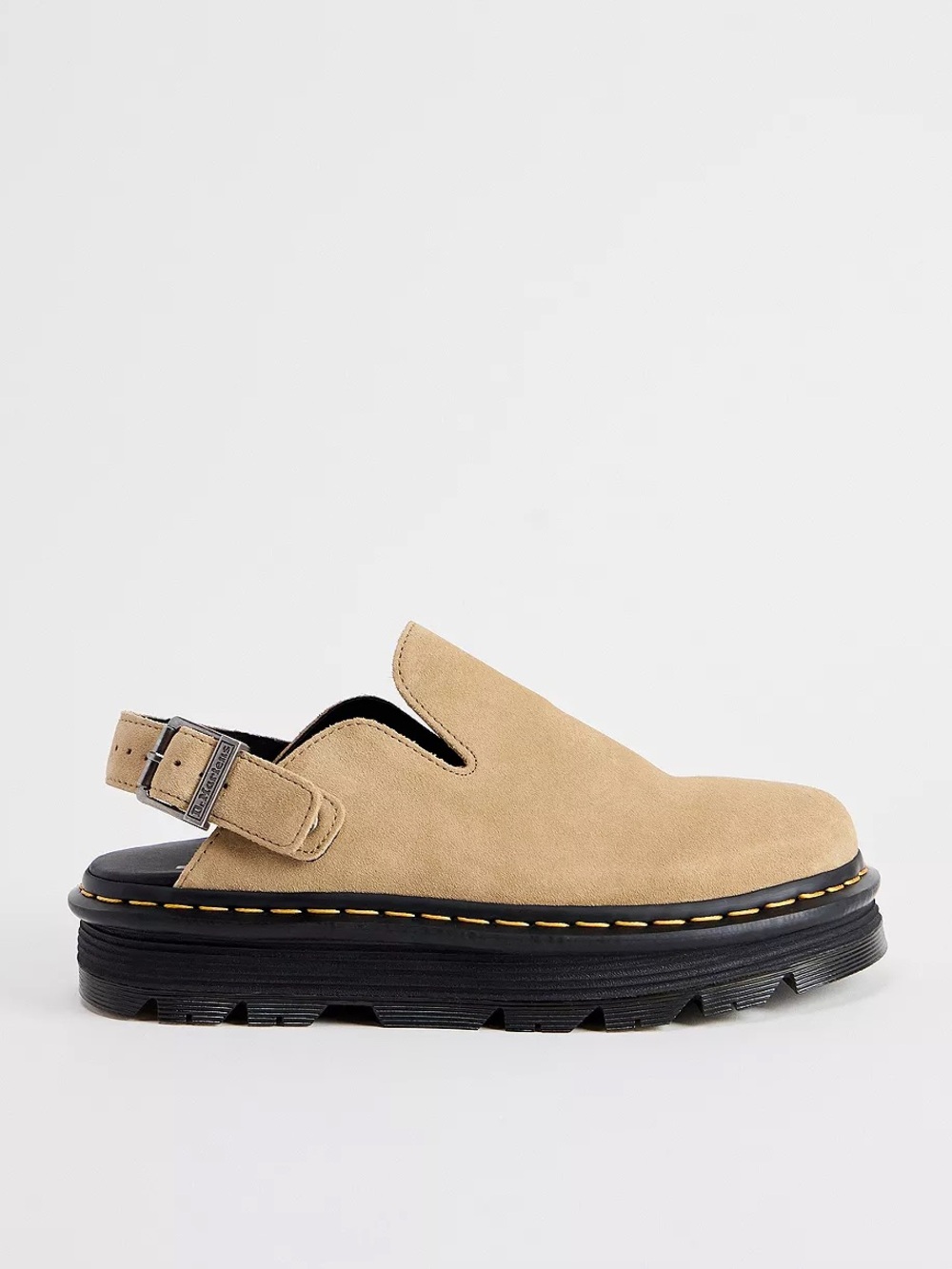 DR. MARTENS Zebzag Tan Suede Platform Mules Clogs 10 - Picture 14 of 16